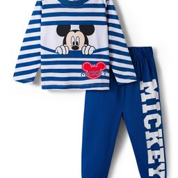 Babyhug Disney Single Jersey Knit Full Sleeves Night Suit With Mickey Mouse Graphics - Navy Blue-picture-44
