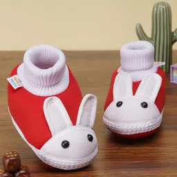 Neska Moda Rabbit Designed Slip On Booties - Red-picture-35