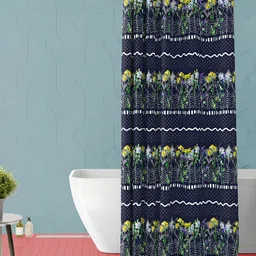 ArtzFolio Navy Blue & White Printed Waterproof Shower Curtain-12