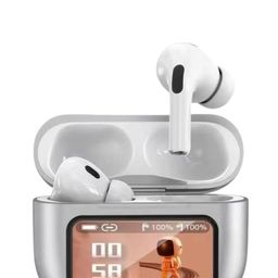zusix Silver Earbuds with Dual ENC & Digital Display image 1