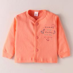 Mini Donuts Interlock Knit Full Sleeves Front Open Vests with Text & Space Theme Print Pack of 3 - White Orange & Navy Blue image 2