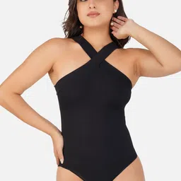 SHOP THE EDIT Crossover Halter Neck Bodysuit-image-51