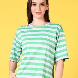 V-Mart Women Striped Round Neck Cotton Relaxed Fit T-shirt-picture-13