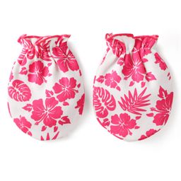 Doodle Poodle Interlock Knit Cap Mittens & Booties Set with Floral Print Pack of 2 White & Lime Green - Diameter 13 cm image 4