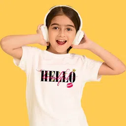 NUSYL Girls Typography Printed Round Neck Cotton Oversized T-shirt-image-55