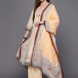 Biba Women Ethnic Motifs Printed Pure Cotton Kurta with Palazzos & Dupatta-picture-2