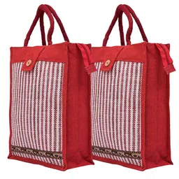 Kuber Industries Set Of 2 Printed Jute Handheld Bags image 2