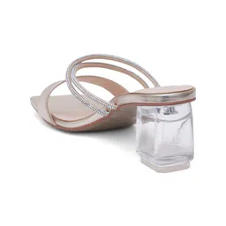 SHUZ TOUCH Gold-Toned Textured Block Mules with Bows image 3