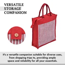 Kuber Industries Set Of 2 Printed Jute Handheld Bags image 5