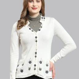 Monte Carlo Off White Wool Embroidered Cardigan-image-34