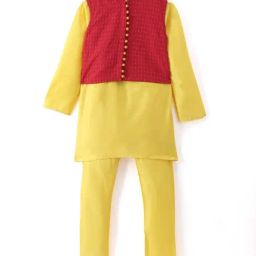 TWISHA Kids Yellow & Red Regular Fit Full Sleeves Kurta Set-picture-35