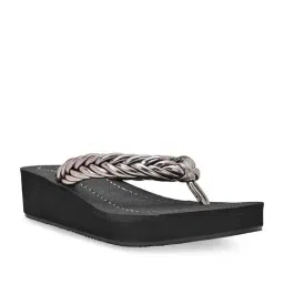Rocia by Regal Women's Gun Metal Thong Wedges-picture-43