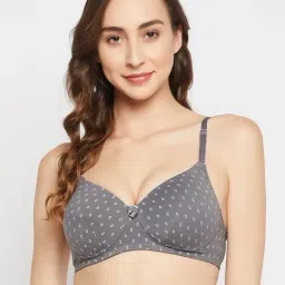 Clovia Grey Cotton Printed T-Shirt Bra-picture-47