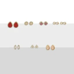 Zaveri Pearls Set of 25 Multicolor Classy Contemporary Studs Drops & Semi Hoops Earring-ZPFK16814 image 2