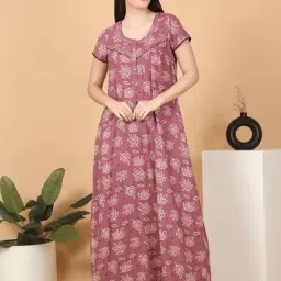 Sweet Dreams Pink Viscose Floral Night Dress-picture-28