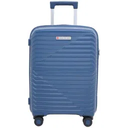 Swiss Military Blue 8 Wheels Small Hard Cabin Trolley Bag-image-56