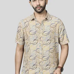 XKIND Comfort Abstract Printed Linen Casual Shirt-image-24