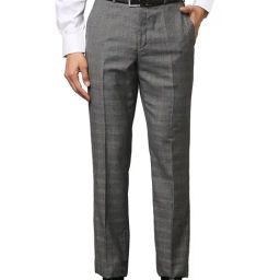 Raymond Grey Regular Fit Flat Front Trousers-image-25
