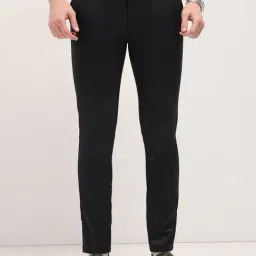 The Bear House Black Polyester Slim Fit Solid Formal Trousers-picture-46