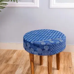 Ikiriya Nayla Printed Blue Wood Stool-47