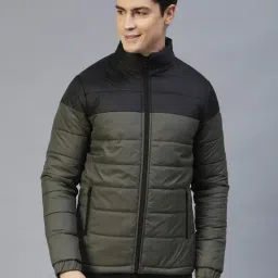 Rigo Black & Green Regular Fit Puffer Jacket-image-38