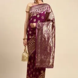 Mohey Purple Woven Saree With Unstitched Blouse-picture-42