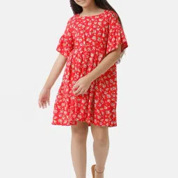 Under Fourteen Only Kids Red Floral Print Dress-image-52