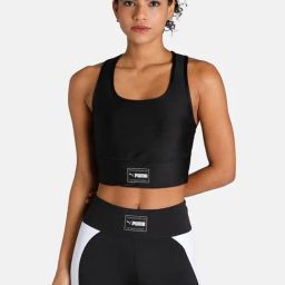Puma Black Logo Print Sports Bra-image-68