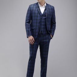Park Avenue Super Slim Fit Checked Single Breasted 3-Piece Formal Suit-25