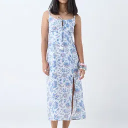 Bombay Paisley by Westside Blue Botanical Design Cotton Straight Dress-picture-36