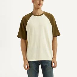 Levi's Beige Cotton Loose Fit Colour Block T-Shirt-image-26