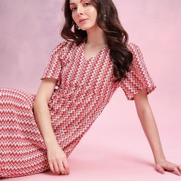 DressBerry Chevron Self-Design Bell Sleeves Crochet Empire Midi Dress-image-12
