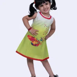 Twisha Girls Lime Green Regular Fit Printed Party Dress-image-87