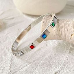 Designs & You Women Crystals Silver-Plated Bangle-Style Bracelet-image-45