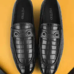 Metro Men's Black Loafers-picture-2