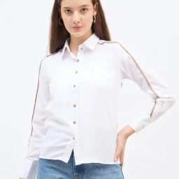 Styli White Synthetic Solid Shirt-image-15