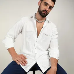 SZN Men White Polyester Long Sleeves Shirt-picture-49