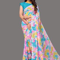 HERE&NOW Floral Poly Georgette Saree-picture-4