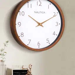 NAUTICA Teak Engineered Wood Finish Modern Wall Clock With Quartz Silent Sweep Technology-picture-20