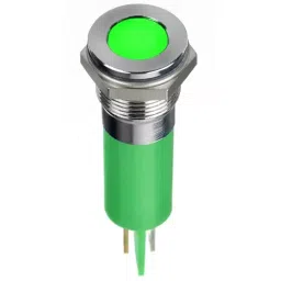 RS PRO Green Panel Mount Indicator 2V DC, Mounting Hole Size 14 mm, Termination Type Faston, Solder Lug, IP Rating IP67, Model No 1345541-19
