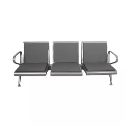 Hospishop Three Seater Chair Mild Steel 56x177.8x78.7 cm Solid Back Arm Rest for Waiting Area, Argon Cushion Grey-8