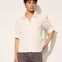 Only White Cotton Self Shirt-image-62