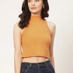 FEMEA Mustard Cotton Slim Fit Tank Top-image-42