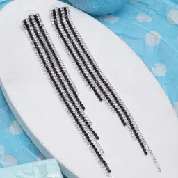 KPOP Silver Plated Rhinestone Contemporary Drop Earrings-image-61