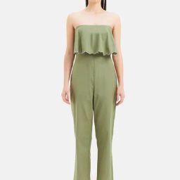 Kazo Olive Linen Maxi Jumpsuit-image-32