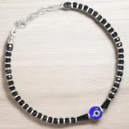 Taraash 925 Silver Black Beaded Evil Eye Bracelet-image-34