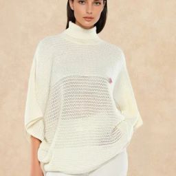RAREISM Off White Acrylic Solid Three-Quarter Sleeves Sweater-28