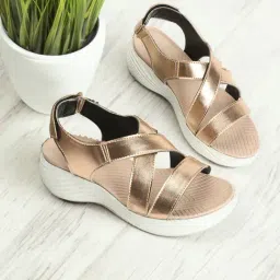 Elle Women's Golden Back Strap Wedges-picture-17