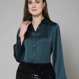 PURYS Bottle Green Regular Fit Shirt-image-98