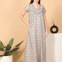 Sweet Dreams Cream Cotton Floral Night Dress-image-2